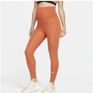 Nike High Waisted Maternity Orange Leggings